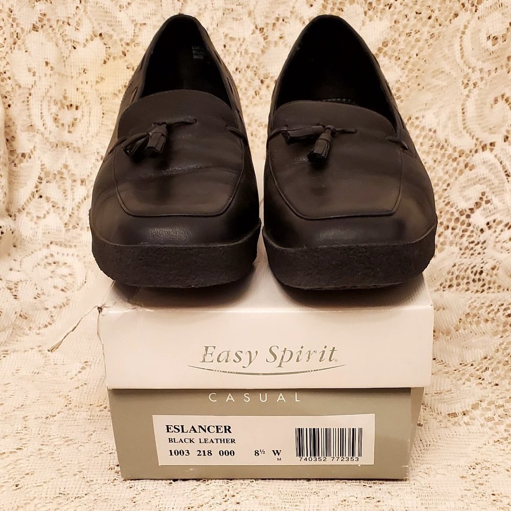 EASY SPIRIT ESLANCER BLACK LOAFER-MOCCASIN STYLE - SIZE 8.5 W